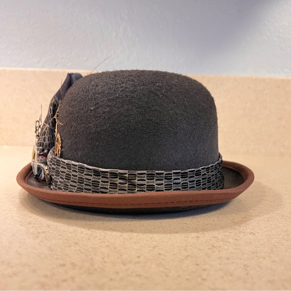 Elsie Massey Vintage Steampunk Victorian Derby Bowler Hat - Picture 2 of 12